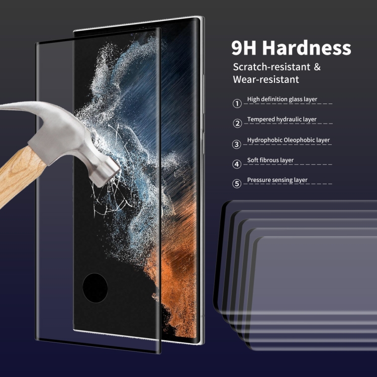For Samsung Galaxy S22 Ultra ENKAY 3D Curved Hot Bending Tempered Glass Full Film, Hole Unlock For Samsung Galaxy S22 Ultra ENKAY 3D Curved Hot Bending Tempered Glass Full Film, Hole Unlock