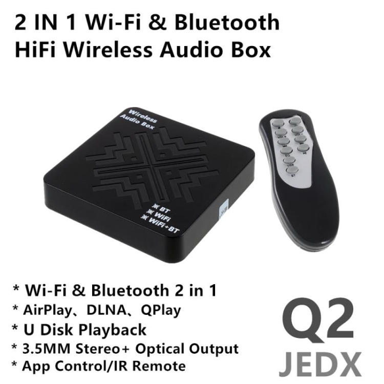 JEDX Q2 WiFi & Bluetooth 2 in 1 Digital Audio Adapter Smart Hi-Fi Audio Box JEDX Q2 WiFi & Bluetooth 2 in 1 Digital Audio Adapter Smart Hi-Fi Audio Box