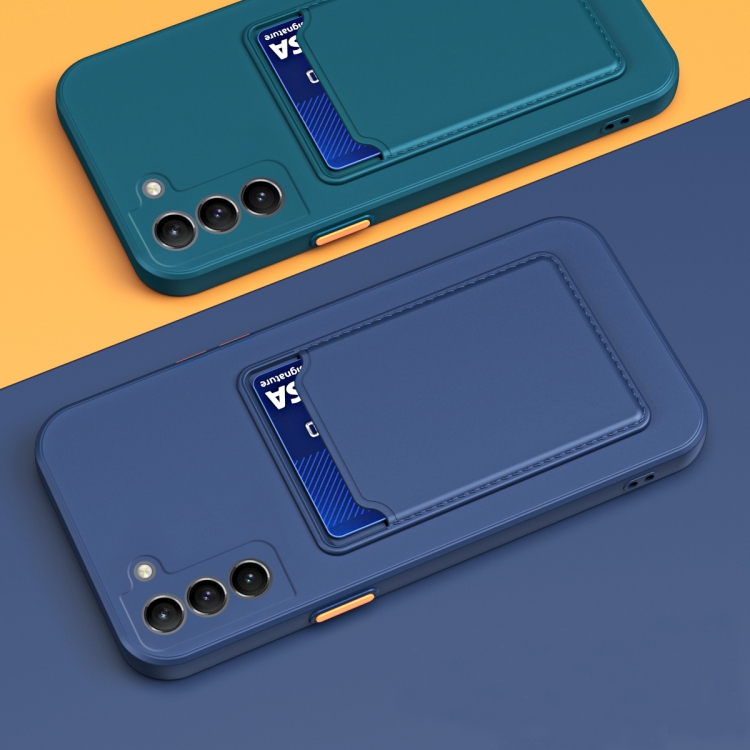 For Samsung Galaxy S22 5G Skin Feel Card Contrast Color Button TPU Phone Case(Dark Green) For Samsung Galaxy S22 5G Skin Feel Card Contrast Color Button TPU Phone Case(Dark Green)
