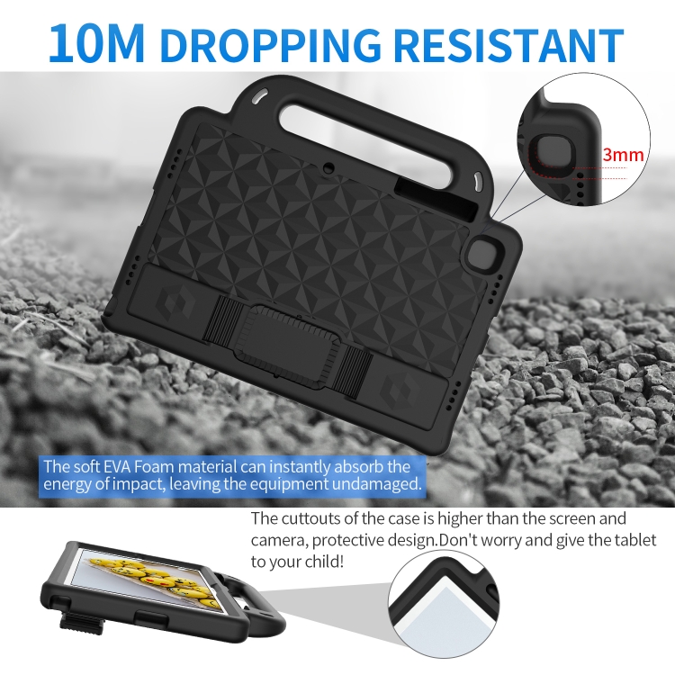 For Galaxy Tab A8 10.5(2021) X200/X205 Diamond  EVA Shockproof Case with Holder & Strap(Black) - 3