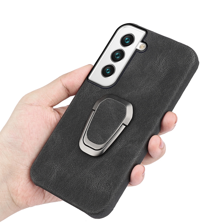 Ring Holder PU Phone Case For Samsung Galaxy S22+ 5G(Black) Ring Holder PU Phone Case For Samsung Galaxy S22+ 5G(Black)