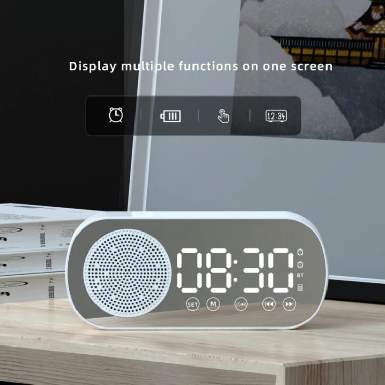 Z7 Digital Bluetooth 5.0 Speaker Multi-function Mirror Alarm Clock FM Radio(Black) - B3
