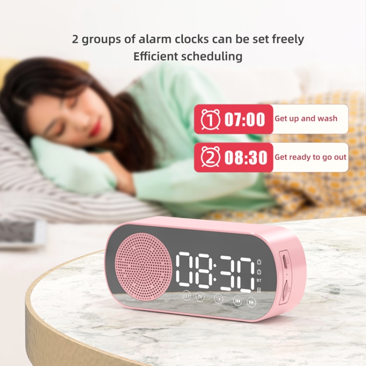 Z7 Digital Bluetooth 5.0 Speaker Multi-function Mirror Alarm Clock FM Radio(Black) - B4