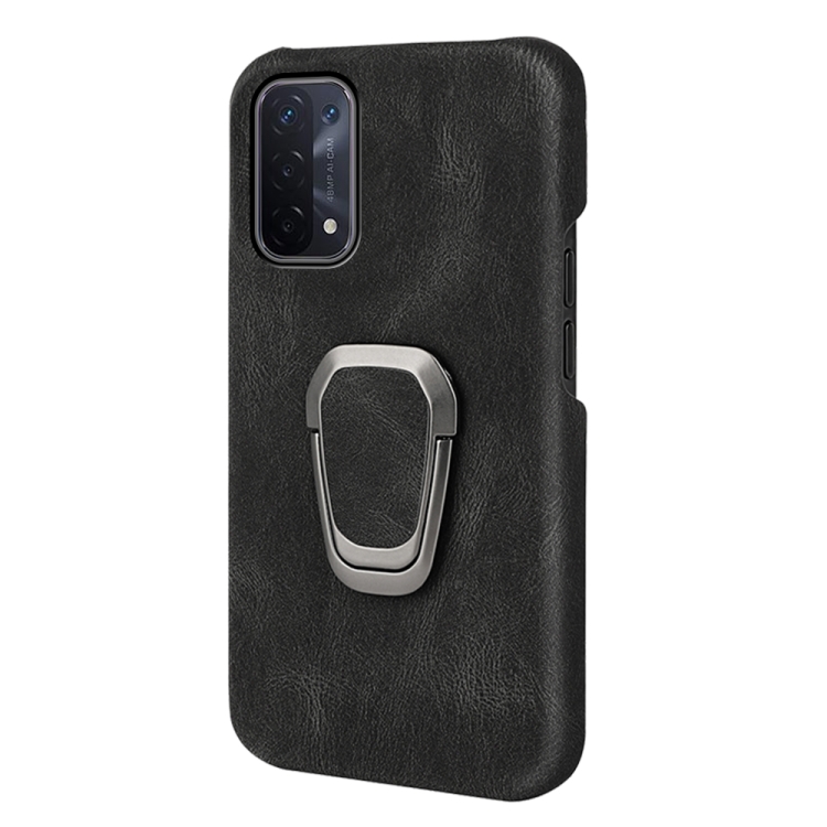 Ring Holder PU Phone Case For OPPO A54 5G / A93 5G / A74 5G(Black) - 1