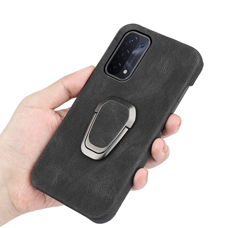 Ring Holder PU Phone Case For OPPO A54 5G / A93 5G / A74 5G(Black) - B2