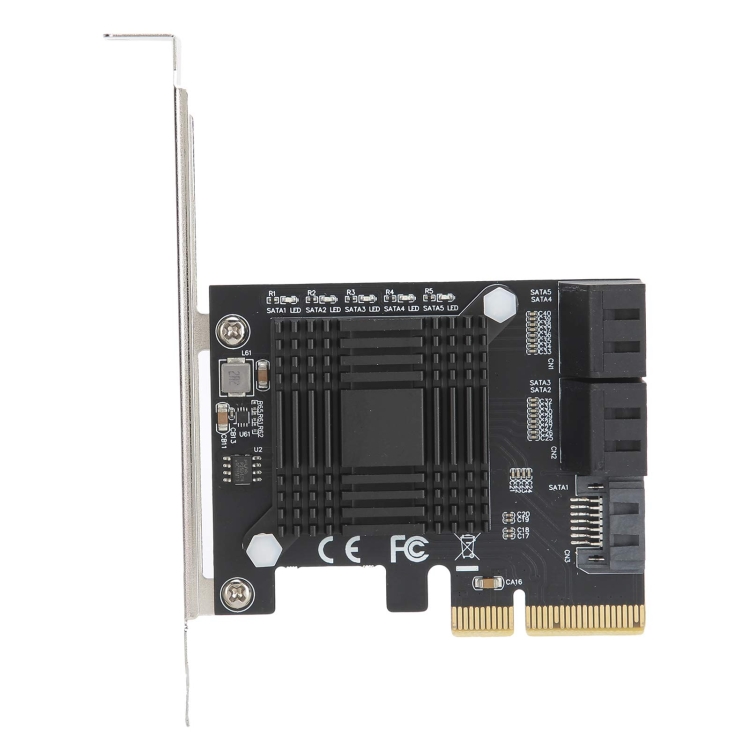 JMB585 Chip Expansion Card PCI-E to 5 Ports SATA3.0 Module Converter Board - 1