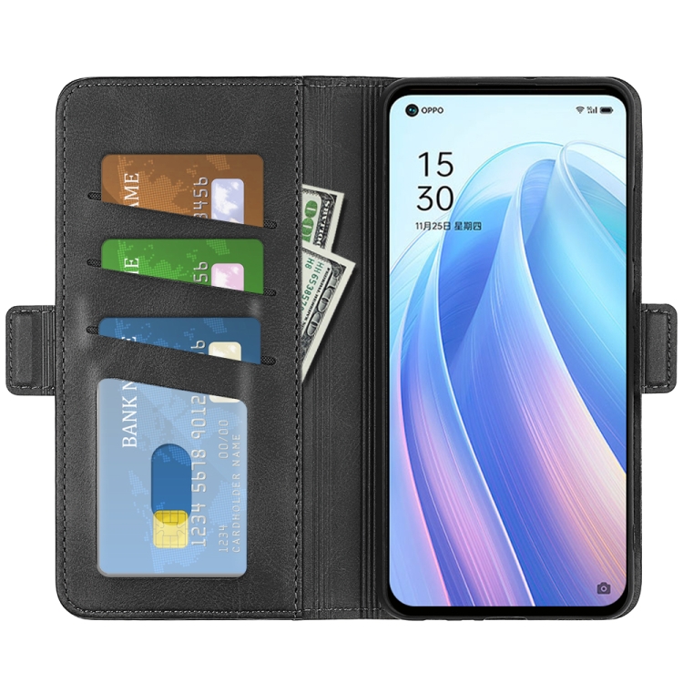 For OPPO Reno7 SE 5G Dual-side Magnetic Buckle Leather Case(Black) - 3
