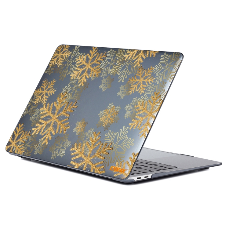 ENKAY Vintage Pattern Series Laotop Protective Crystal Case For MacBook Pro 13.3 inch A1706 / A1708 / A1989 / A2159(Golden Snowflake)