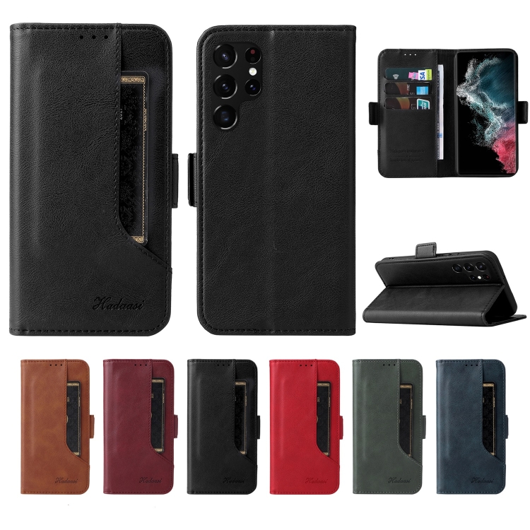 For Samsung Galaxy S22 5G Dual Buckle Card Wallet Calf Leather Phone Case(Red) For Samsung Galaxy S22 5G Dual Buckle Card Wallet Calf Leather Phone Case(Red)