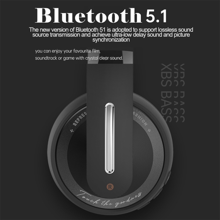 P6 Bluetooth 5.1 Wireless Stereo Headset with Microphone Black