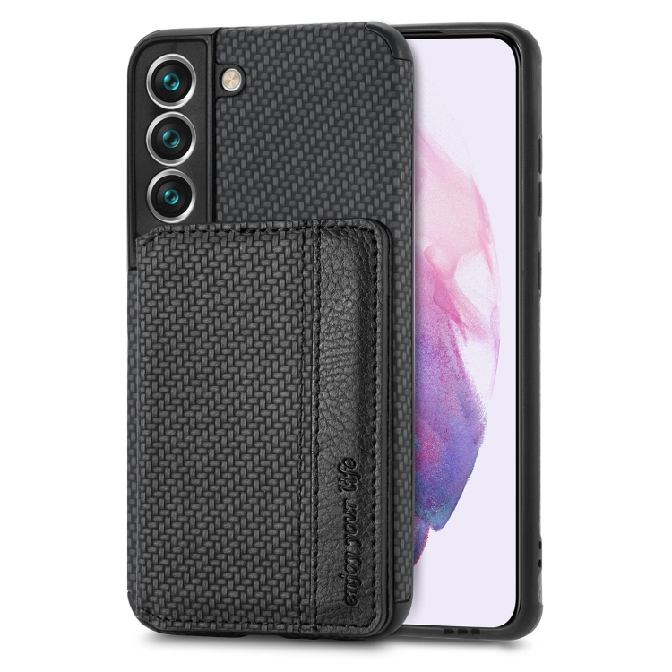 For Samsung Galaxy S22+ 5G Carbon Fiber Magnetic Card Holder TPU+PU Case(Black) For Samsung Galaxy S22+ 5G Carbon Fiber Magnetic Card Holder TPU+PU Case(Black)