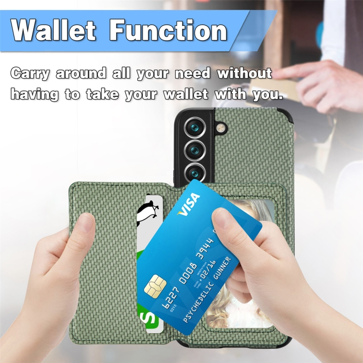 For Samsung Galaxy S22+ 5G Carbon Fiber Magnetic Card Holder TPU+PU Case(Black) For Samsung Galaxy S22+ 5G Carbon Fiber Magnetic Card Holder TPU+PU Case(Black)