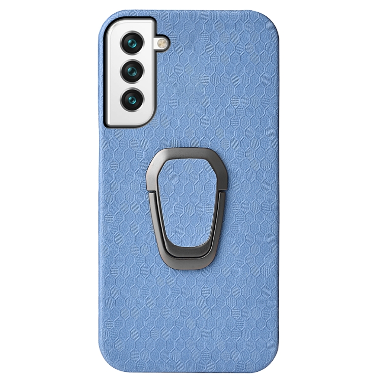 For Samsung Galaxy S22 5G Ring Holder Honeycomb PU Phone Case(Baby Blue) For Samsung Galaxy S22 5G Ring Holder Honeycomb PU Phone Case(Baby Blue)
