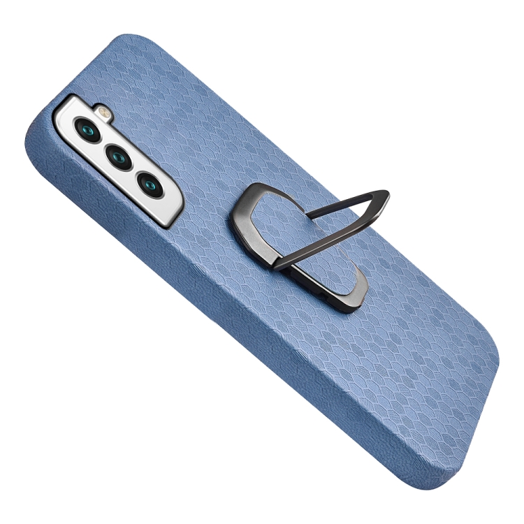 For Samsung Galaxy S22 5G Ring Holder Honeycomb PU Phone Case(Baby Blue) For Samsung Galaxy S22 5G Ring Holder Honeycomb PU Phone Case(Baby Blue)