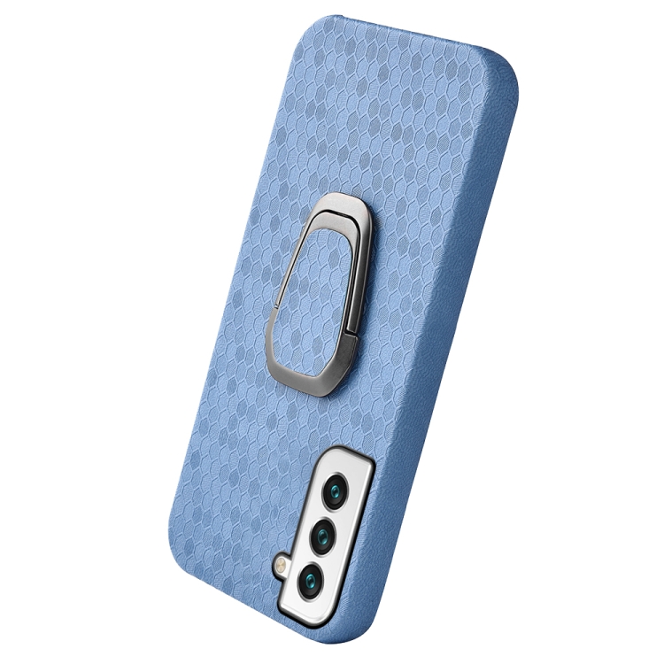 For Samsung Galaxy S22 5G Ring Holder Honeycomb PU Phone Case(Baby Blue) For Samsung Galaxy S22 5G Ring Holder Honeycomb PU Phone Case(Baby Blue)