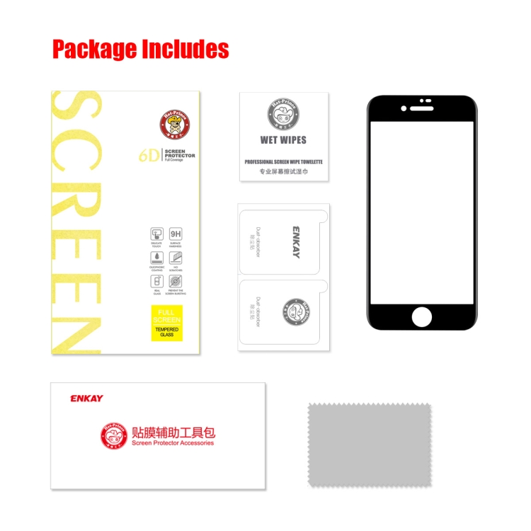 For iPhone SE 2022 / SE 2020 / 8 / 7 ENKAY Full Glue 6D Tempered Glass Anti-scratch Film For iPhone SE 2022 / SE 2020 / 8 / 7 ENKAY Full Glue 6D Tempered Glass Anti-scratch Film