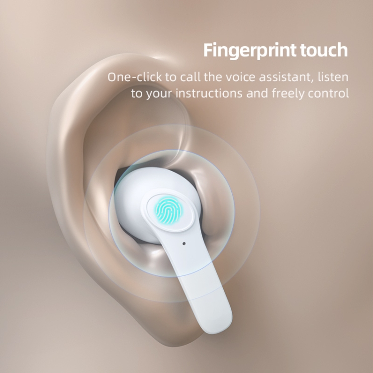 JSM-LB518 Bluetooth 5.0 TWS Noise-Cancelling Earphone with Digital Display(White)