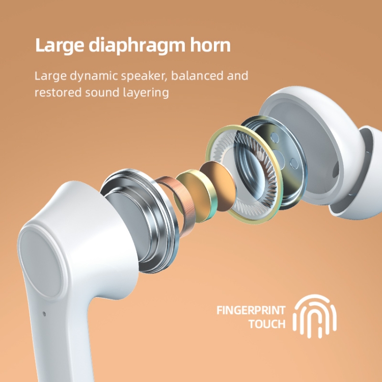 JSM-LB518 Bluetooth 5.0 TWS Noise-Cancelling Earphone with Digital Display(White)