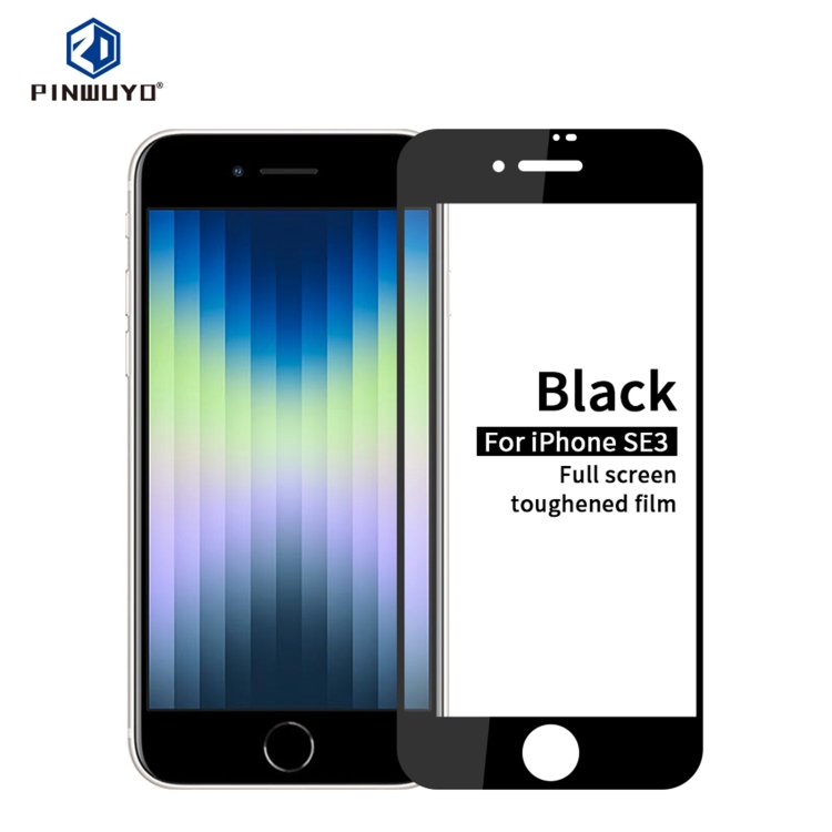 PINWUYO 9H 2.5D Full Screen Tempered Glass Film For iPhone SE 2022(Black) PINWUYO 9H 2.5D Full Screen Tempered Glass Film For iPhone SE 2022(Black)