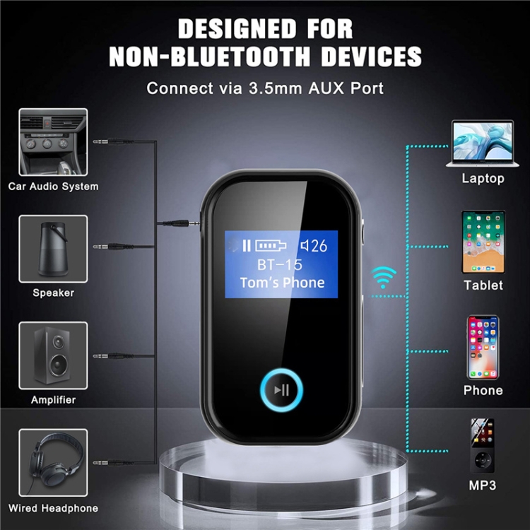BT15S Bluetooth 5.0 Audio Receiver with Screen Support Call & Music BT15S Bluetooth 5.0 Audio Receiver with Screen Support Call & Music