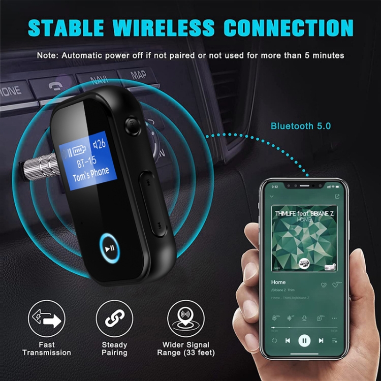 BT15S Bluetooth 5.0 Audio Receiver with Screen Support Call & Music BT15S Bluetooth 5.0 Audio Receiver with Screen Support Call & Music