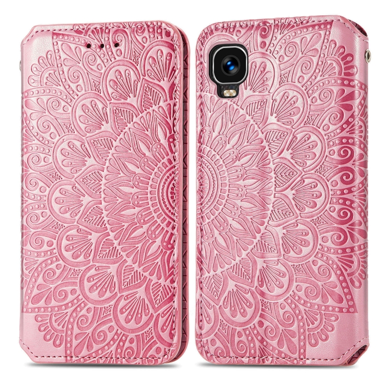 For TCL A509DL A3 Blooming Mandala Embossed Magnetic Leather