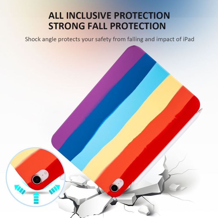 Liquid Silicone Magnetic Pen Function Tablet Case for iPad Air 2020 / 2022 10.9(Rainbow) Liquid Silicone Magnetic Pen Function Tablet Case for iPad Air 2020 / 2022 10.9(Rainbow)