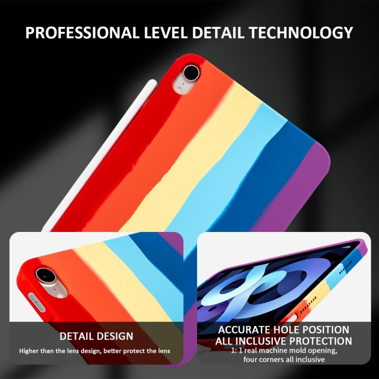 Liquid Silicone Magnetic Pen Function Tablet Case for iPad Air 2020 / 2022 10.9(Rainbow) Liquid Silicone Magnetic Pen Function Tablet Case for iPad Air 2020 / 2022 10.9(Rainbow)