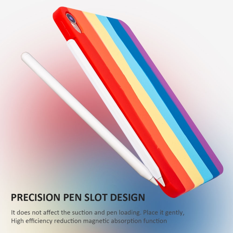 Liquid Silicone Magnetic Pen Function Tablet Case for iPad Air 2020 / 2022 10.9(Rainbow) Liquid Silicone Magnetic Pen Function Tablet Case for iPad Air 2020 / 2022 10.9(Rainbow)