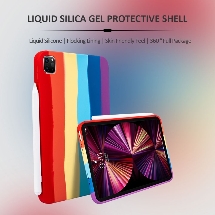 Liquid Silicone Magnetic Pen Function Tablet Case For iPad Pro 12.9 2018 / 2020 / 2021(Rainbow) Liquid Silicone Magnetic Pen Function Tablet Case For iPad Pro 12.9 2018 / 2020 / 2021(Rainbow)