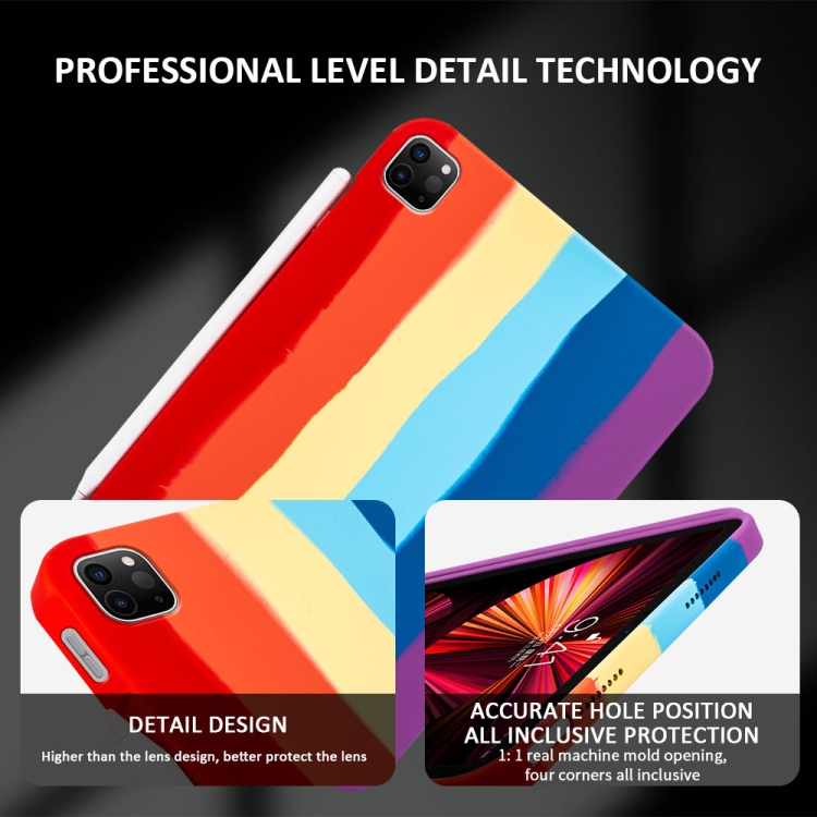Liquid Silicone Magnetic Pen Function Tablet Case For iPad Pro 12.9 2018 / 2020 / 2021(Rainbow) Liquid Silicone Magnetic Pen Function Tablet Case For iPad Pro 12.9 2018 / 2020 / 2021(Rainbow)