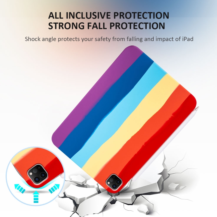 Liquid Silicone Magnetic Pen Function Tablet Case For iPad Pro 12.9 2018 / 2020 / 2021(Rainbow) Liquid Silicone Magnetic Pen Function Tablet Case For iPad Pro 12.9 2018 / 2020 / 2021(Rainbow)
