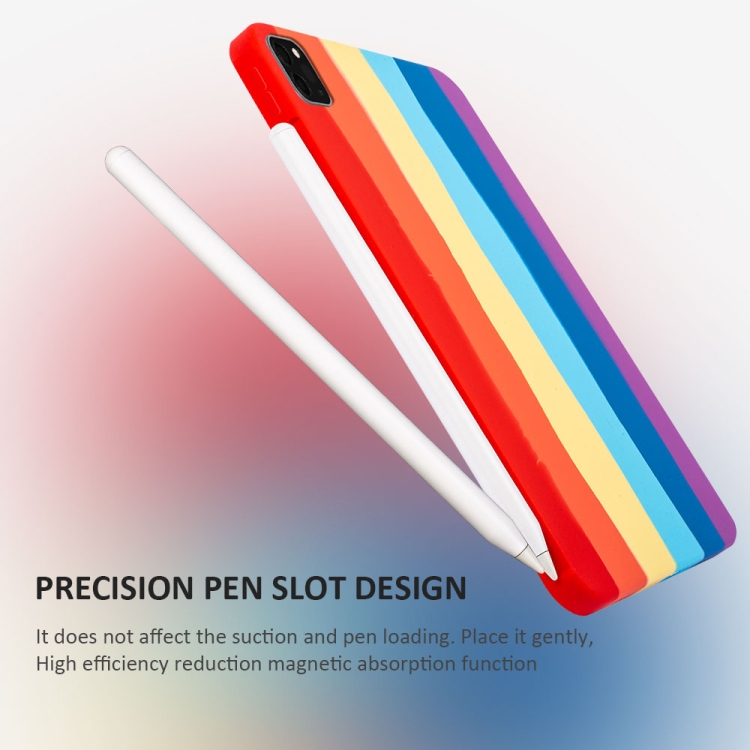 Liquid Silicone Magnetic Pen Function Tablet Case For iPad Pro 12.9 2018 / 2020 / 2021(Rainbow) Liquid Silicone Magnetic Pen Function Tablet Case For iPad Pro 12.9 2018 / 2020 / 2021(Rainbow)