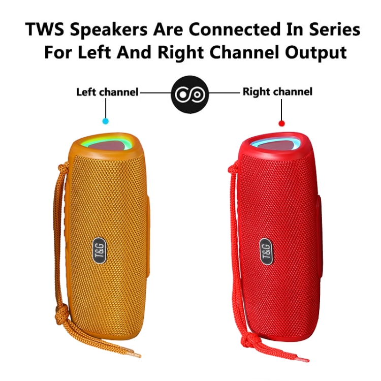T&G TG344 Portable LED Light TWS Wireless Bluetooth Speaker(Orange) - B6