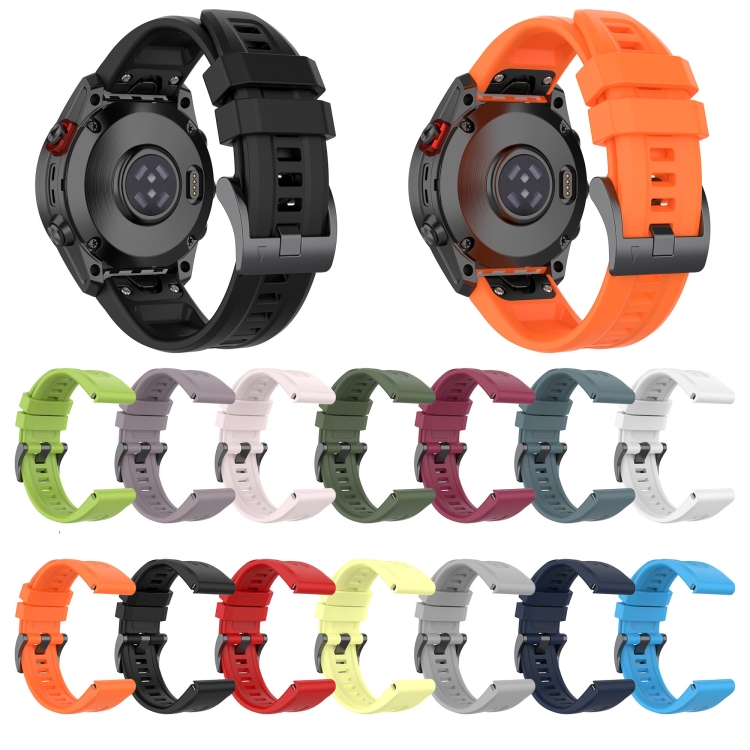For Garmin Fenix 7 22mm Silicone Solid Color Watch Band(Orange) - B1