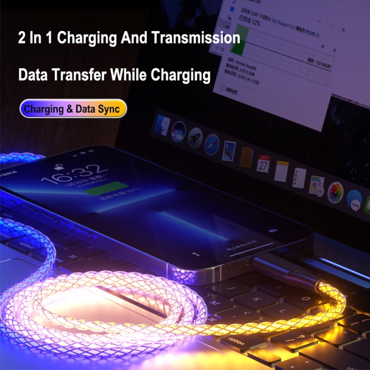 XJ-80 USB to 8 Pin RGB Stream Light Fast Charging Data Cable, Length: 1m XJ-80 USB to 8 Pin RGB Stream Light Fast Charging Data Cable, Length: 1m