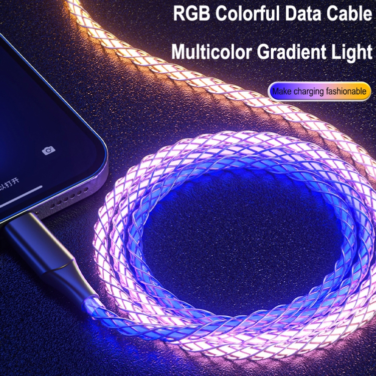 XJ-80 USB to 8 Pin RGB Stream Light Fast Charging Data Cable, Length: 1m XJ-80 USB to 8 Pin RGB Stream Light Fast Charging Data Cable, Length: 1m