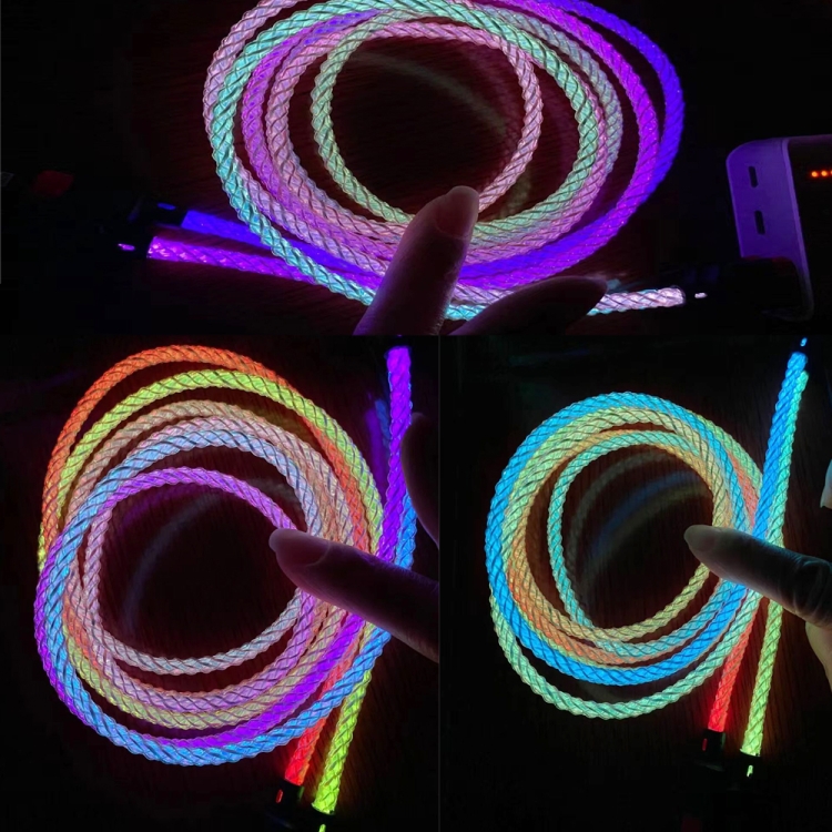 XJ-80 USB to 8 Pin RGB Stream Light Fast Charging Data Cable, Length: 1m XJ-80 USB to 8 Pin RGB Stream Light Fast Charging Data Cable, Length: 1m