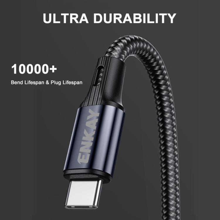 ENKAY PD 20W 3A USB-C / Type-C to 8 Pin Elbow Fast Charging Nylon Braided Data Cable, Length:2m(Black) ENKAY PD 20W 3A USB-C / Type-C to 8 Pin Elbow Fast Charging Nylon Braided Data Cable, Length:2m(Black)