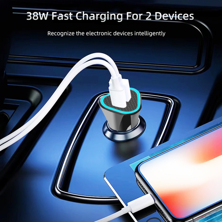 TE-P23 38W PD 20W USB-C / Type-C + QC3. 0 USB Triangle Car Charger + USB to 8 Pin Data Cable, Length: 1m(Black) TE-P23 38W PD 20W USB-C / Type-C + QC3. 0 USB Triangle Car Charger + USB to 8 Pin Data Cable, Length: 1m(Black)