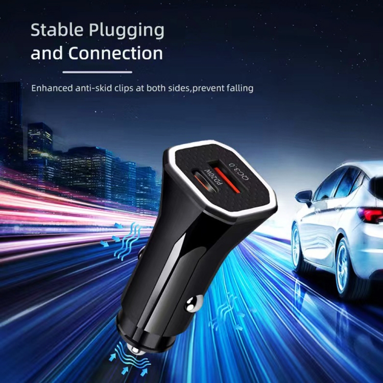 TE-P22 38W PD USB-C / Type-C + QC3. 0 USB Car Charger with 1m USB to 8 Pin Data Cable(Black) TE-P22 38W PD USB-C / Type-C + QC3. 0 USB Car Charger with 1m USB to 8 Pin Data Cable(Black)