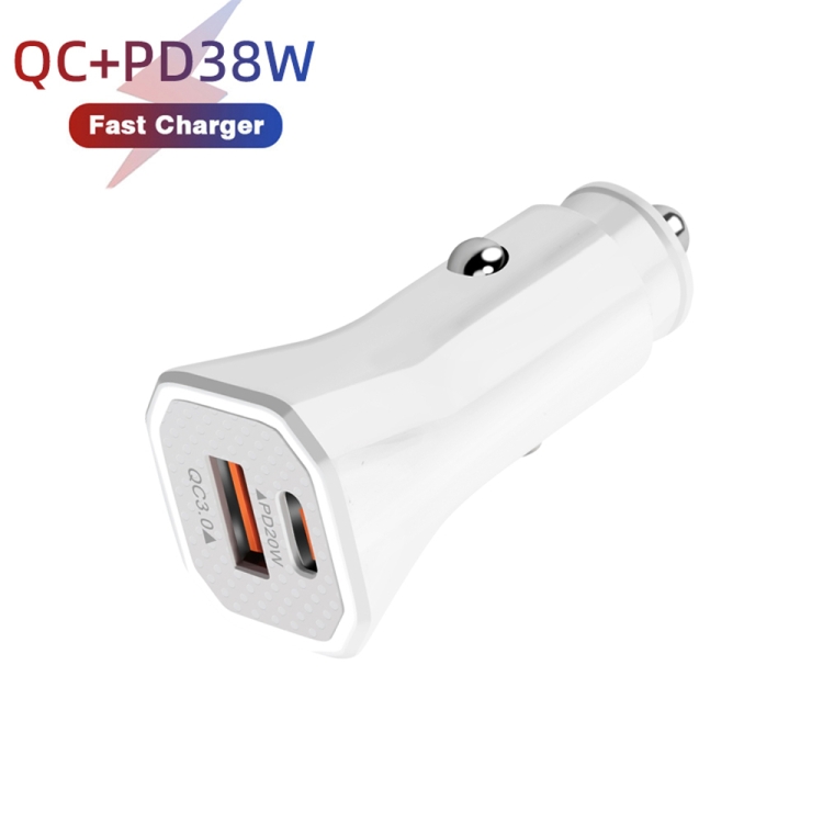 TE-P22 38W PD USB-C / Type-C + QC3. 0 USB Car Charger with 1m USB to Micro USB Data Cable(White) TE-P22 38W PD USB-C / Type-C + QC3. 0 USB Car Charger with 1m USB to Micro USB Data Cable(White)