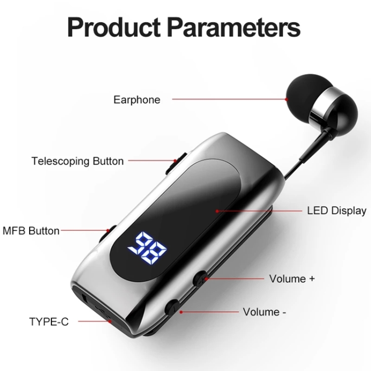 K55 Retractable Cable BT5.2 Smart In-ear Single Sports Earphone(Black) K55 Retractable Cable BT5.2 Smart In-ear Single Sports Earphone(Black)