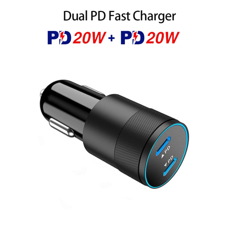 PD 40W Dual PD3.0 Type-C Car Charger(Black) PD 40W Dual PD3.0 Type-C Car Charger(Black)