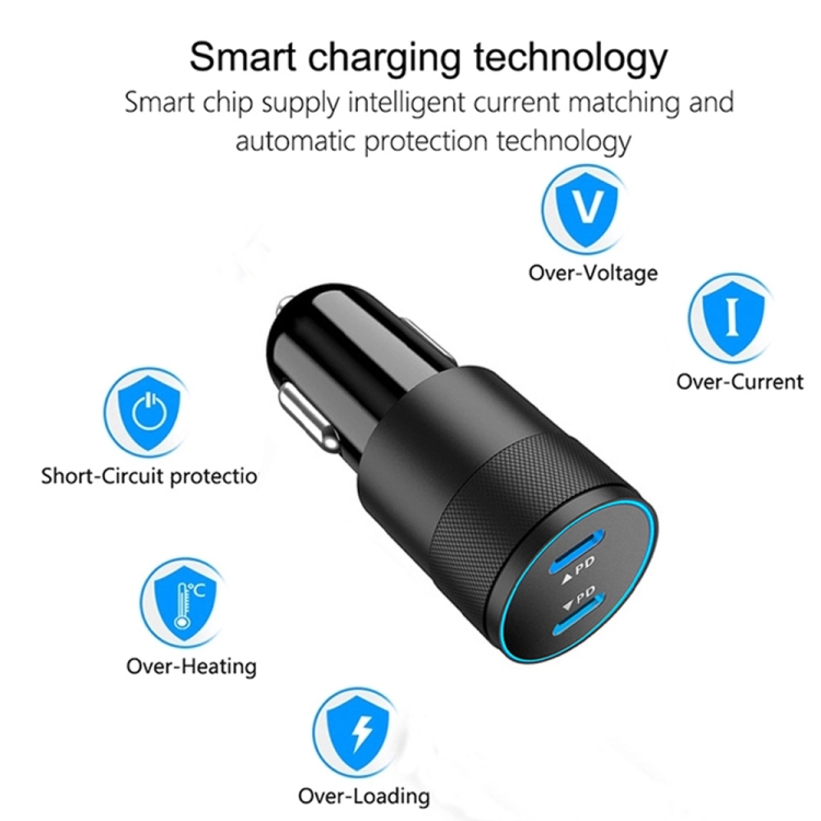 PD 40W Dual PD3.0 Type-C Car Charger(Black) PD 40W Dual PD3.0 Type-C Car Charger(Black)
