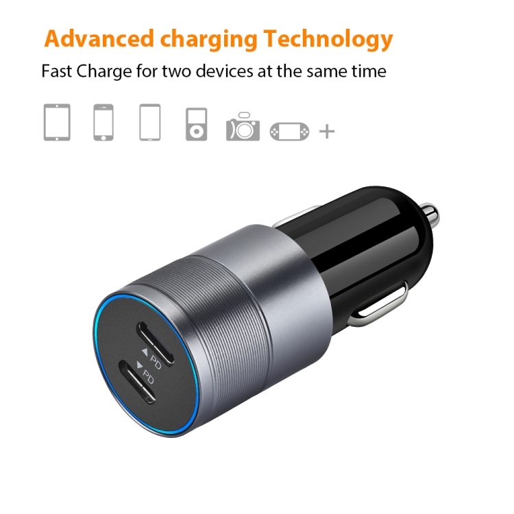 PD 40W Dual PD3.0 Type-C Car Charger(Black) PD 40W Dual PD3.0 Type-C Car Charger(Black)