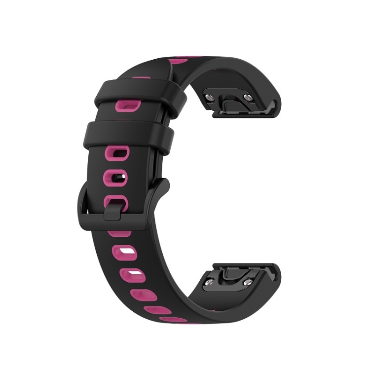 For Garmin Fenix 5X Plus 26mm Silicone Sports Two-Color Watch Band(Black +Pink)