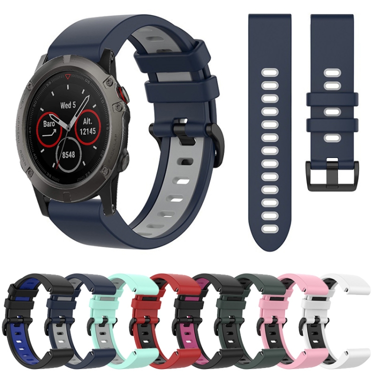 For Garmin Fenix 5X/Fenix 3 Two-color Silicone Wrist Strap Watchband  Bracelet - Black Wholesale