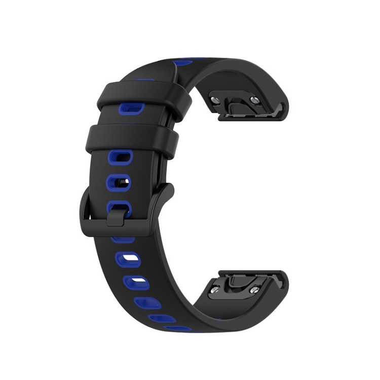 Pour Garmin Fenix 3 26mm Sports Bracelet de montre en silicone bicolore  (noir + bleu)