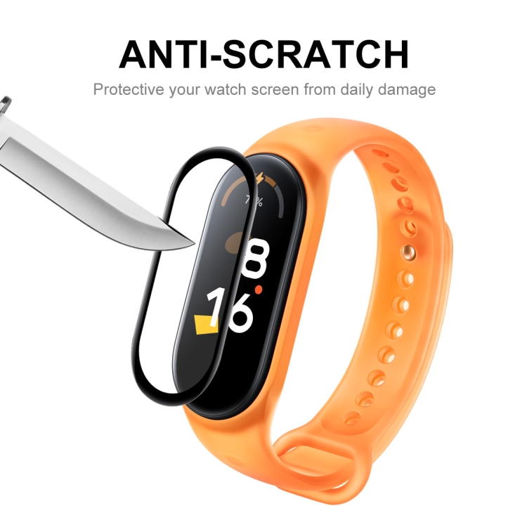 Protector de pantalla compatible con Xiaomi Mi Band 8 (paquete de 3)  Película curvada 3D de borde suave, compatible con Mi Band 7 Smart Bracelet